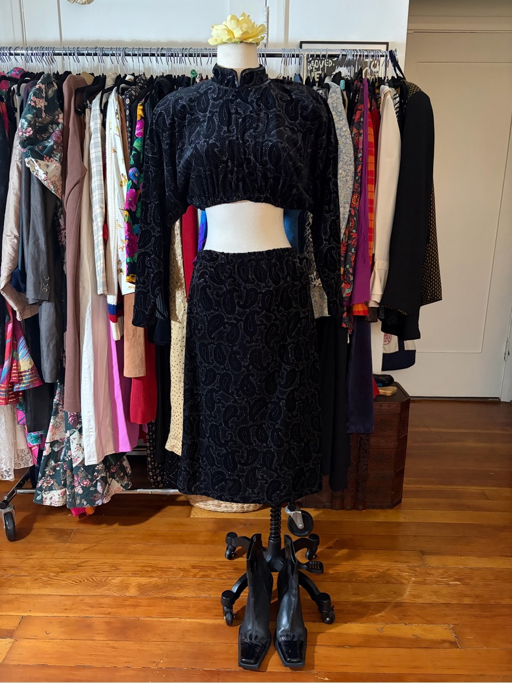 Vintage Black Velvet Two Piece Set ~ Repurposed @dadalydose